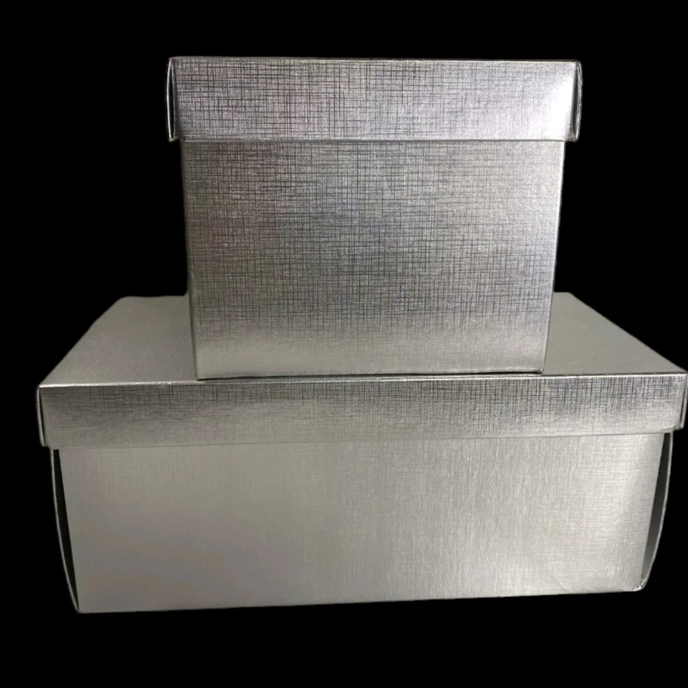 2 Bergdorf Goodman Silver Logo Gift Boxes 6.5x6.5x5.5 + Larger 12x6x5